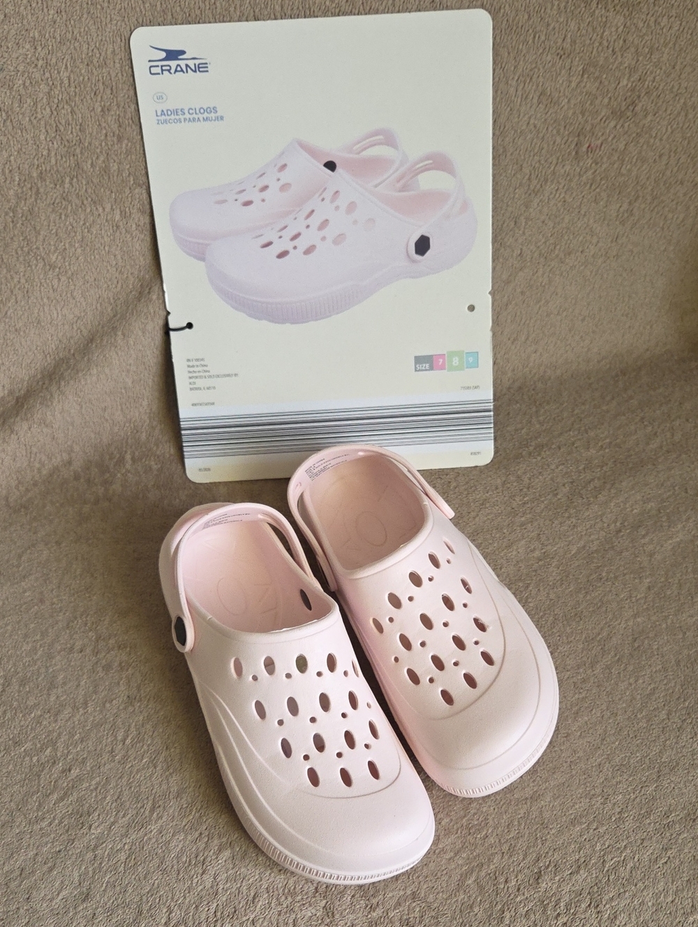 Crane Ladies Pink Slip-On Clogs with Heel Strap